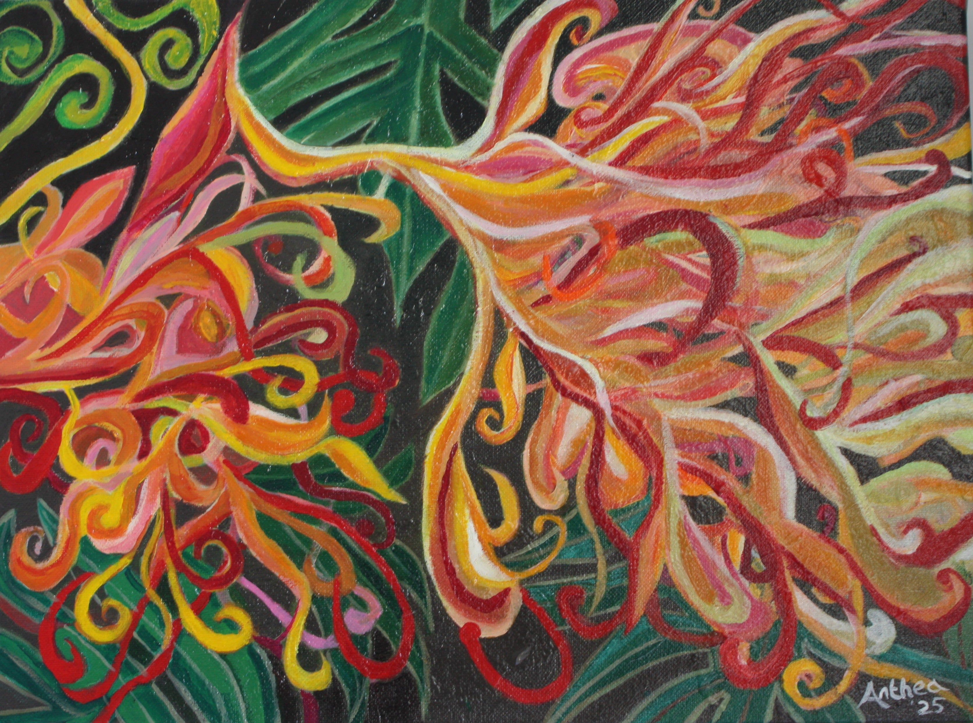 Grevillea Fire - Original Acrylic Painting Australian Native Grevillea