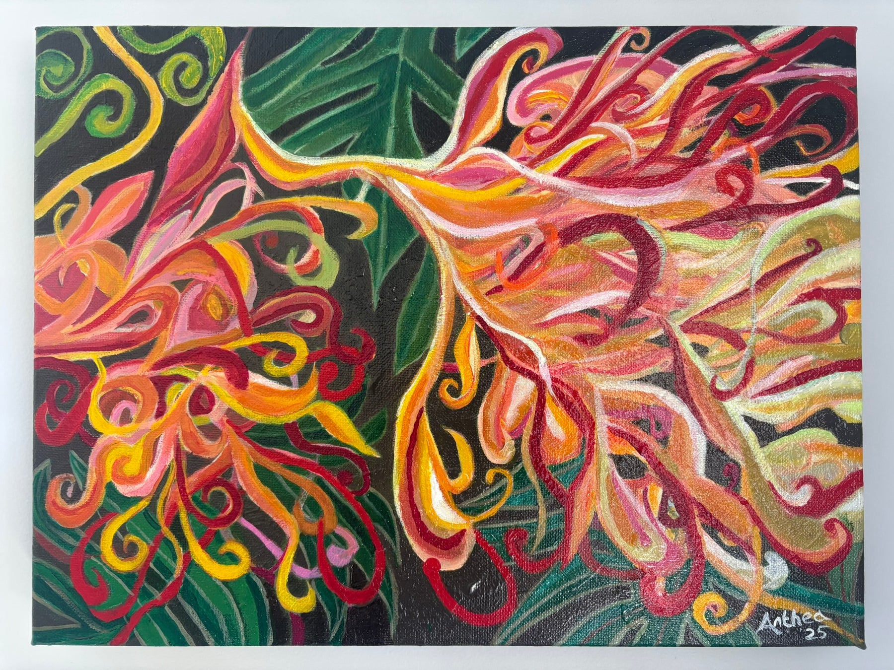 Grevillea Fire - Original Acrylic Painting Australian Native Grevillea