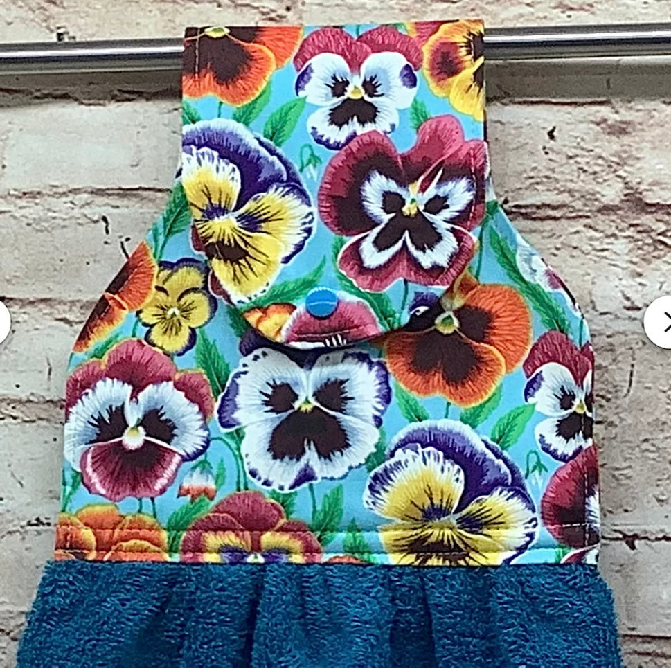 Garden flowers hanging hand towel with fabric and loop top. 4 Designs