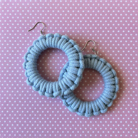 Pastel Macrame hoop stainless steel dangles