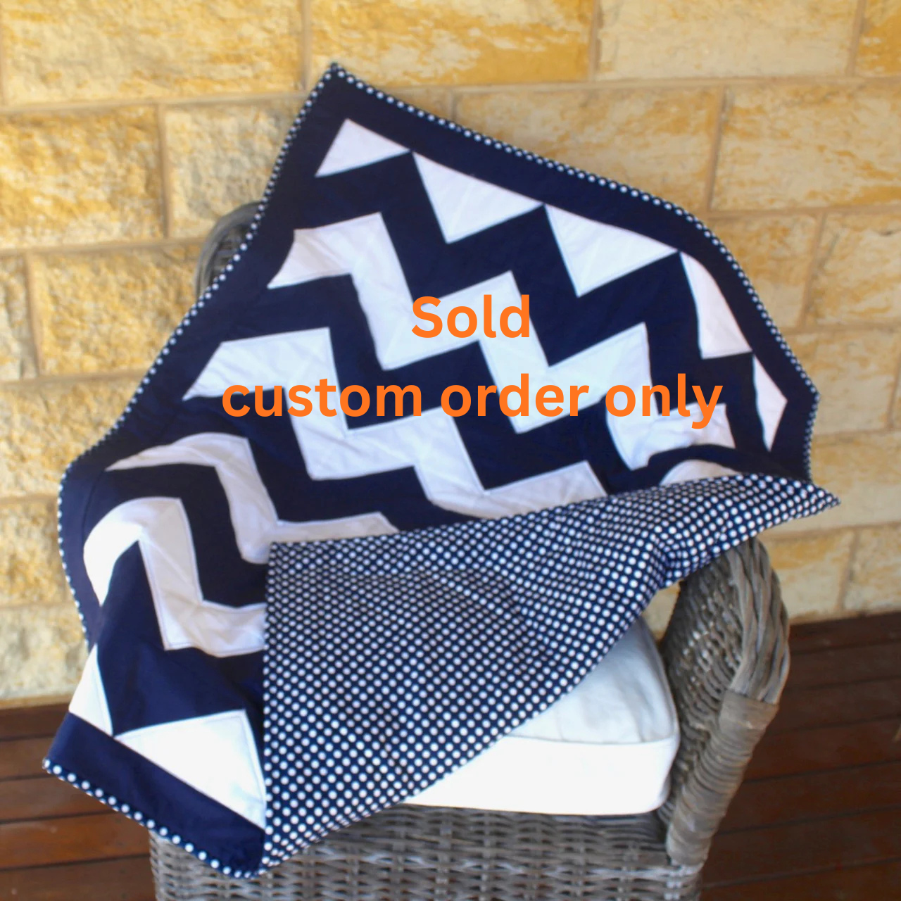Chevron Baby/Cot Quilt Navy & White