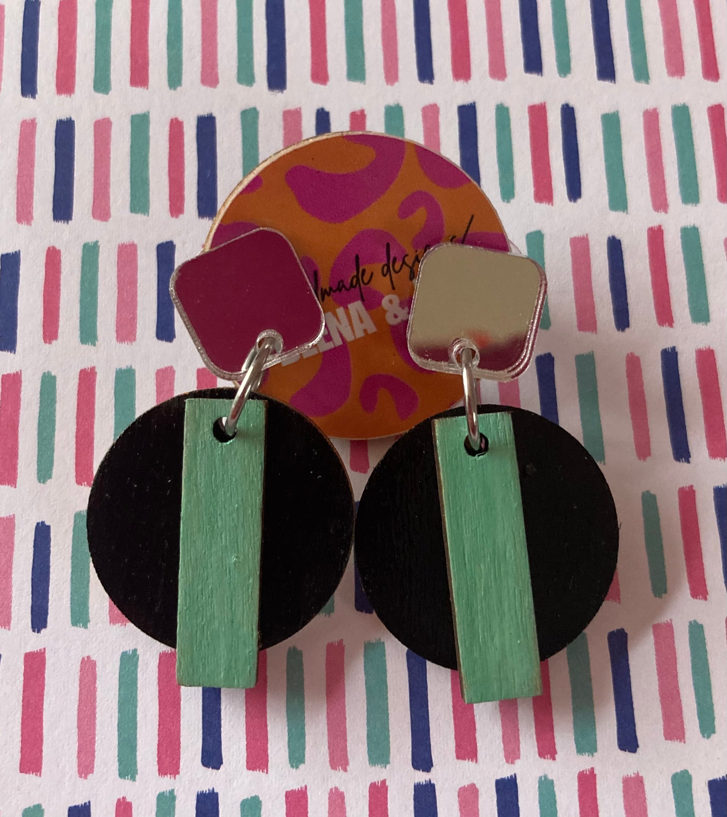 Handpainted geometric earrings