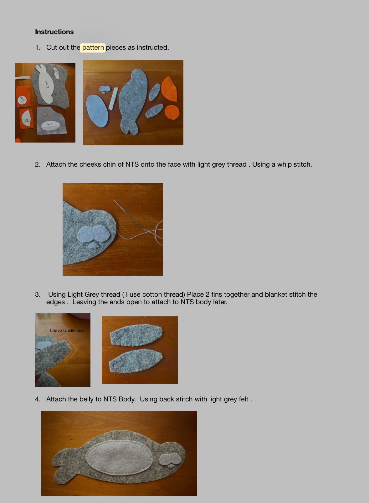 Neil the Seal pattern and wool felt kit