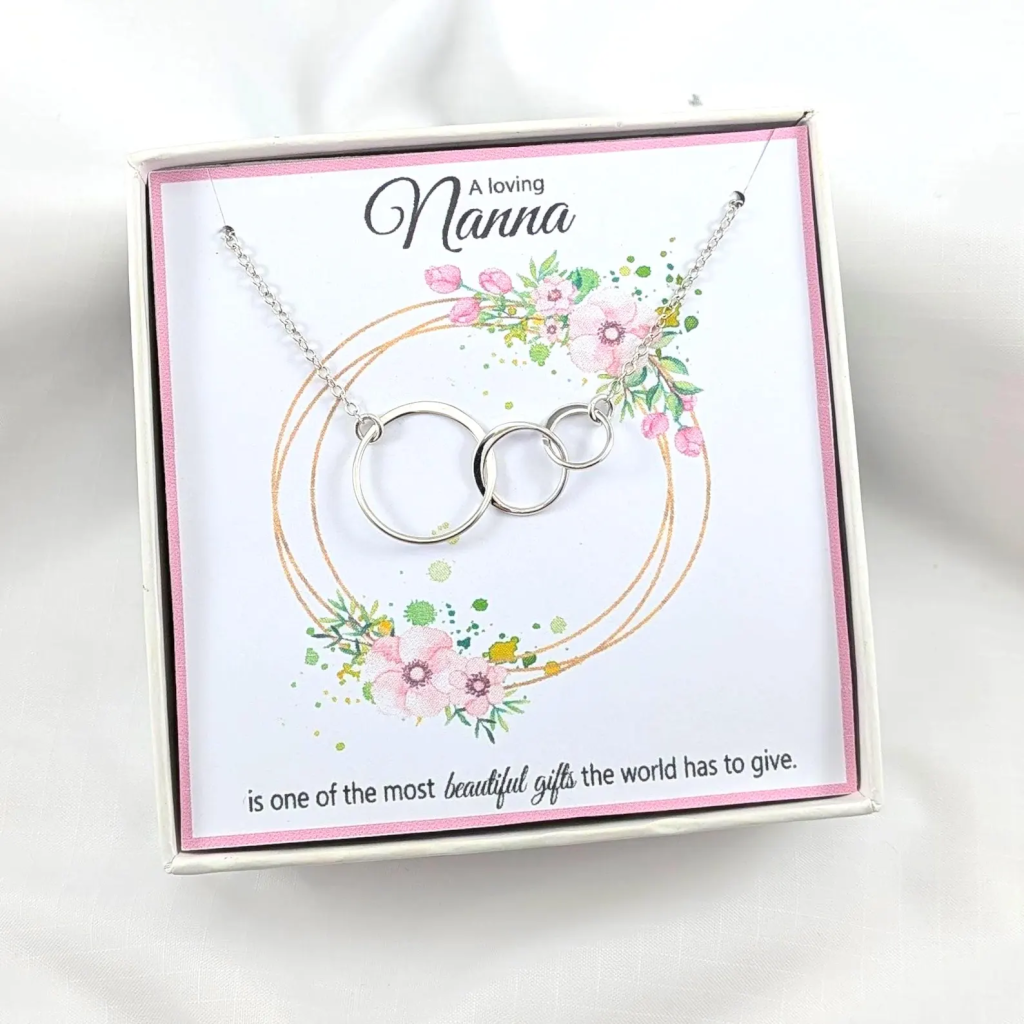 Grandma Nanna Interlocking Circle Necklace,Mothers Day Gift