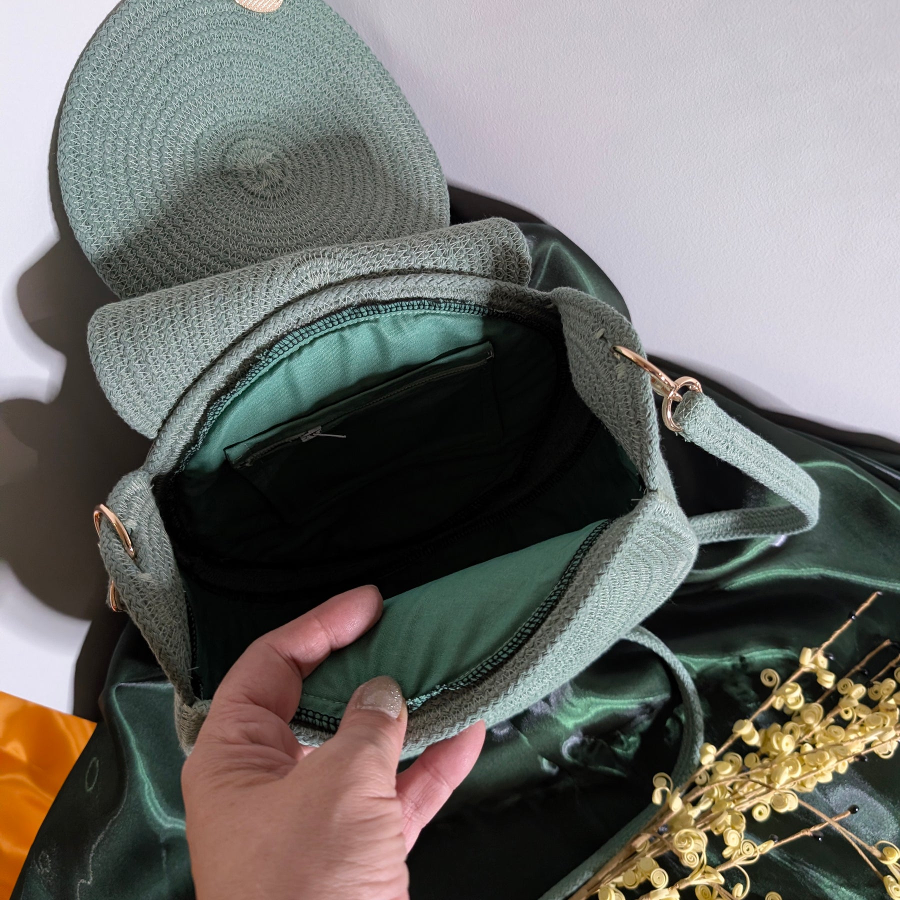 "Sofia" (L) Handmade Cotton Cord Bag