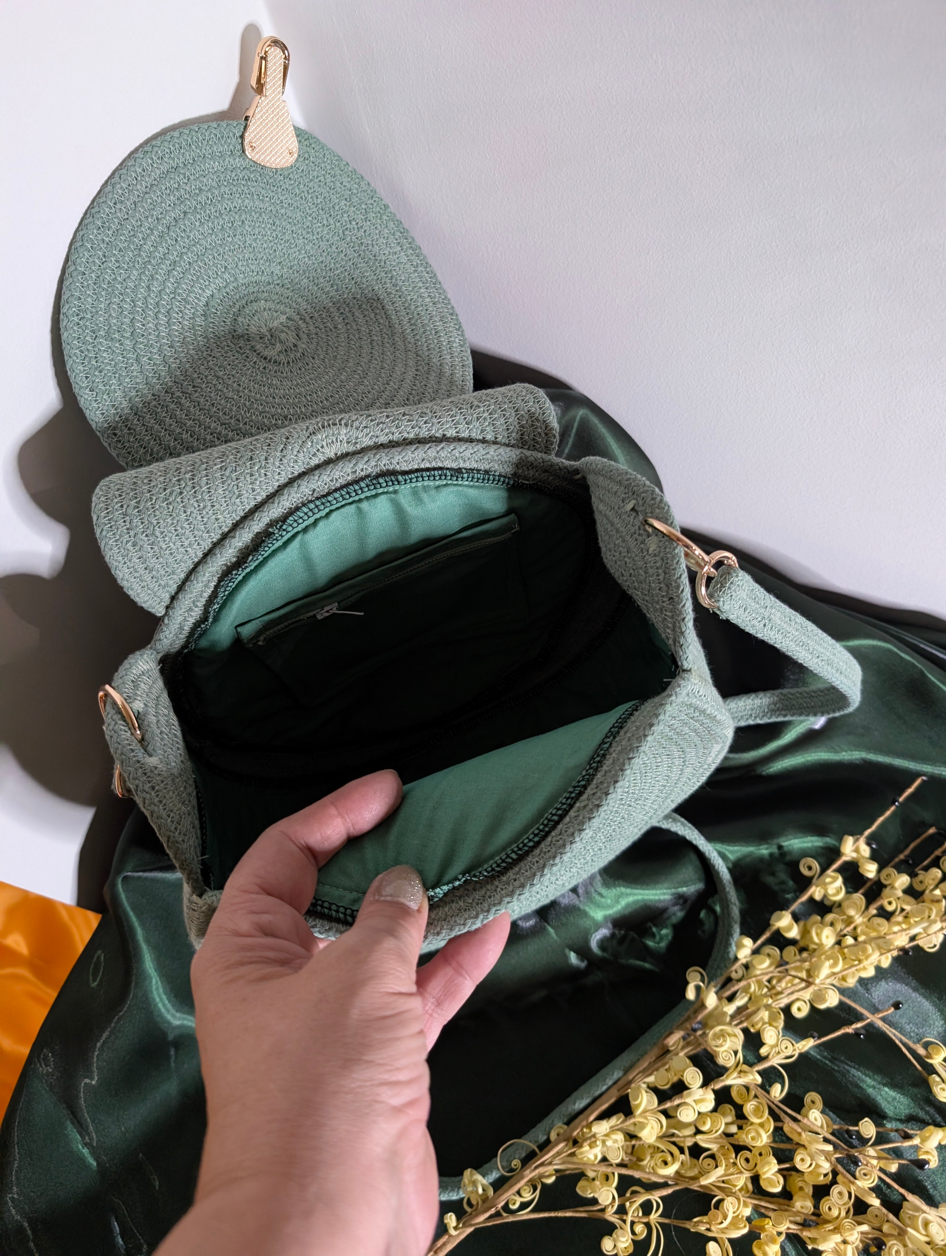 "Sofia" (L) Handmade Cotton Cord Bag