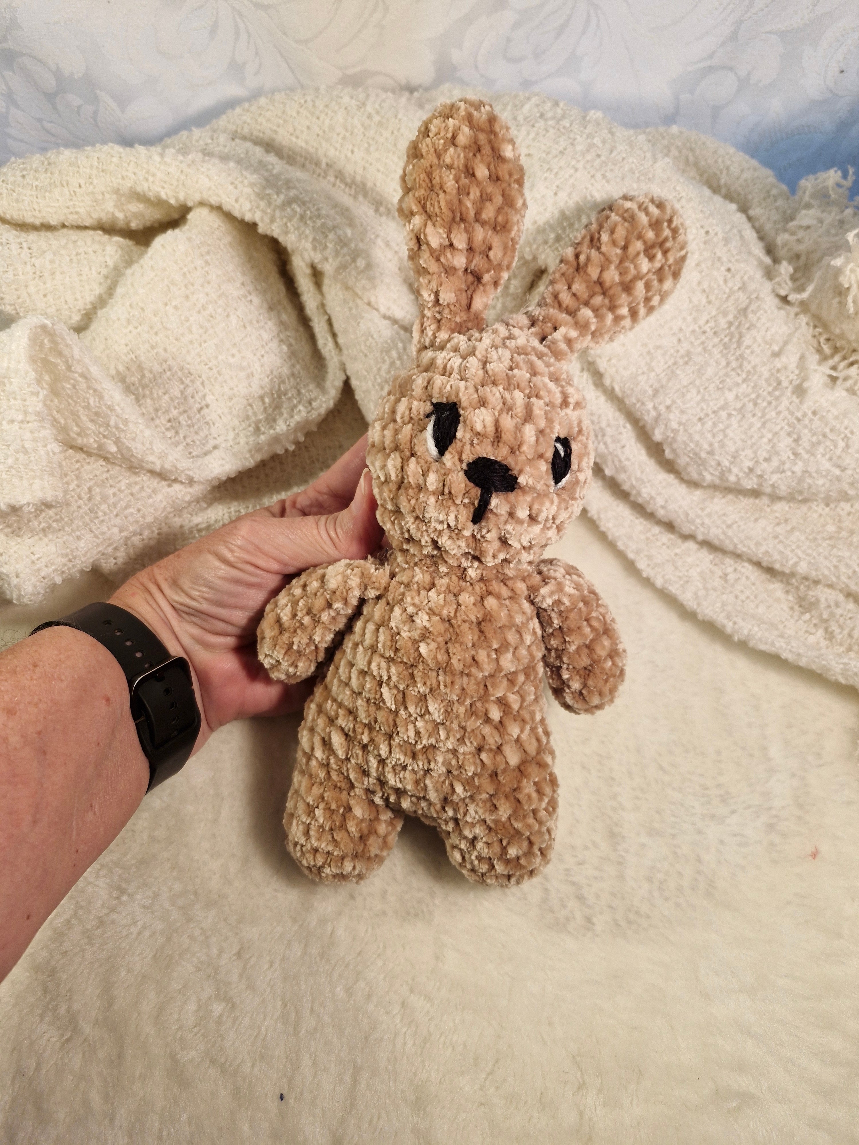 Crochet Little Brown Bunny using soft velvet yarn
