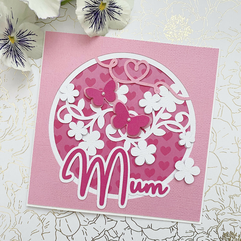 Floral Mum Mother's day card, birthday card. Pink or purple.