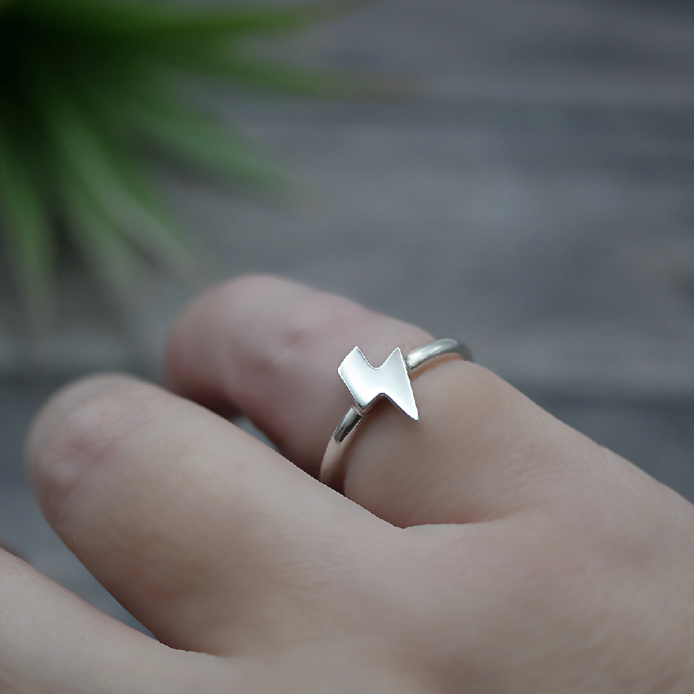 lightning bolt ring sterling silver hand sml
