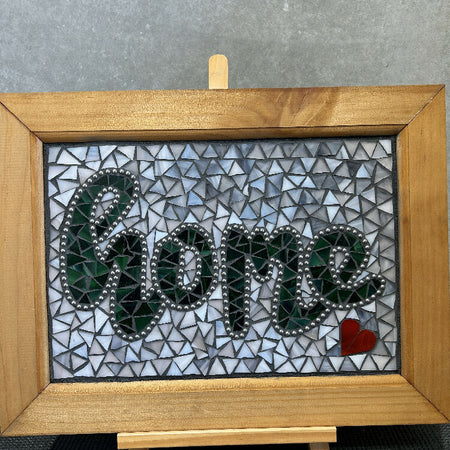 'HOME' Home stained Glass Framed Mosaic