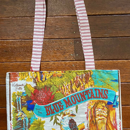 Vintage/Retro Souvenir Linen Tea Towel Tote Bag - Blue Mountains