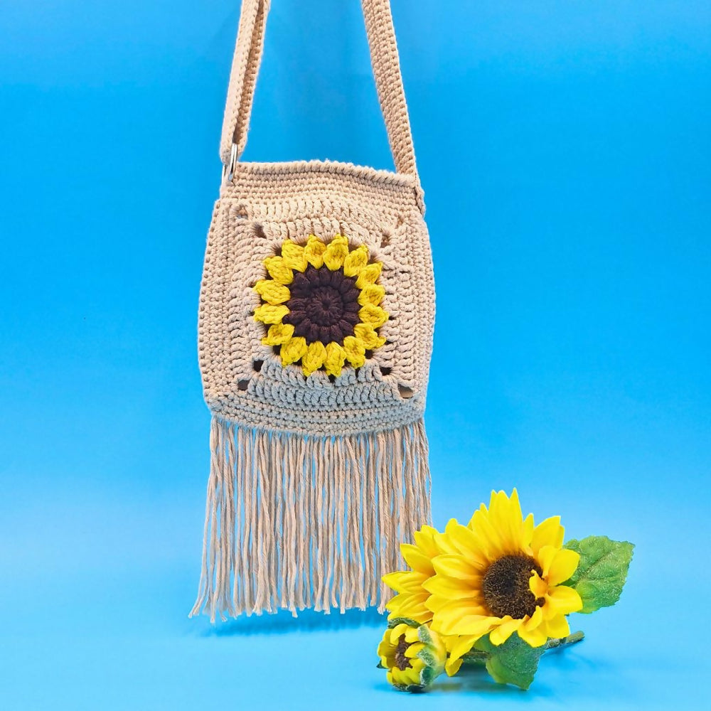 Sunflower Granny Square Cross Body Bag