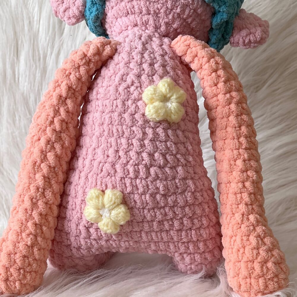 Crochet Doll, Whimsy doll with Bonnet - Pink