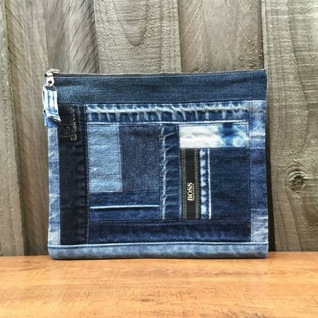 Upcycled Denim Pencil Case – Scrappy Blues