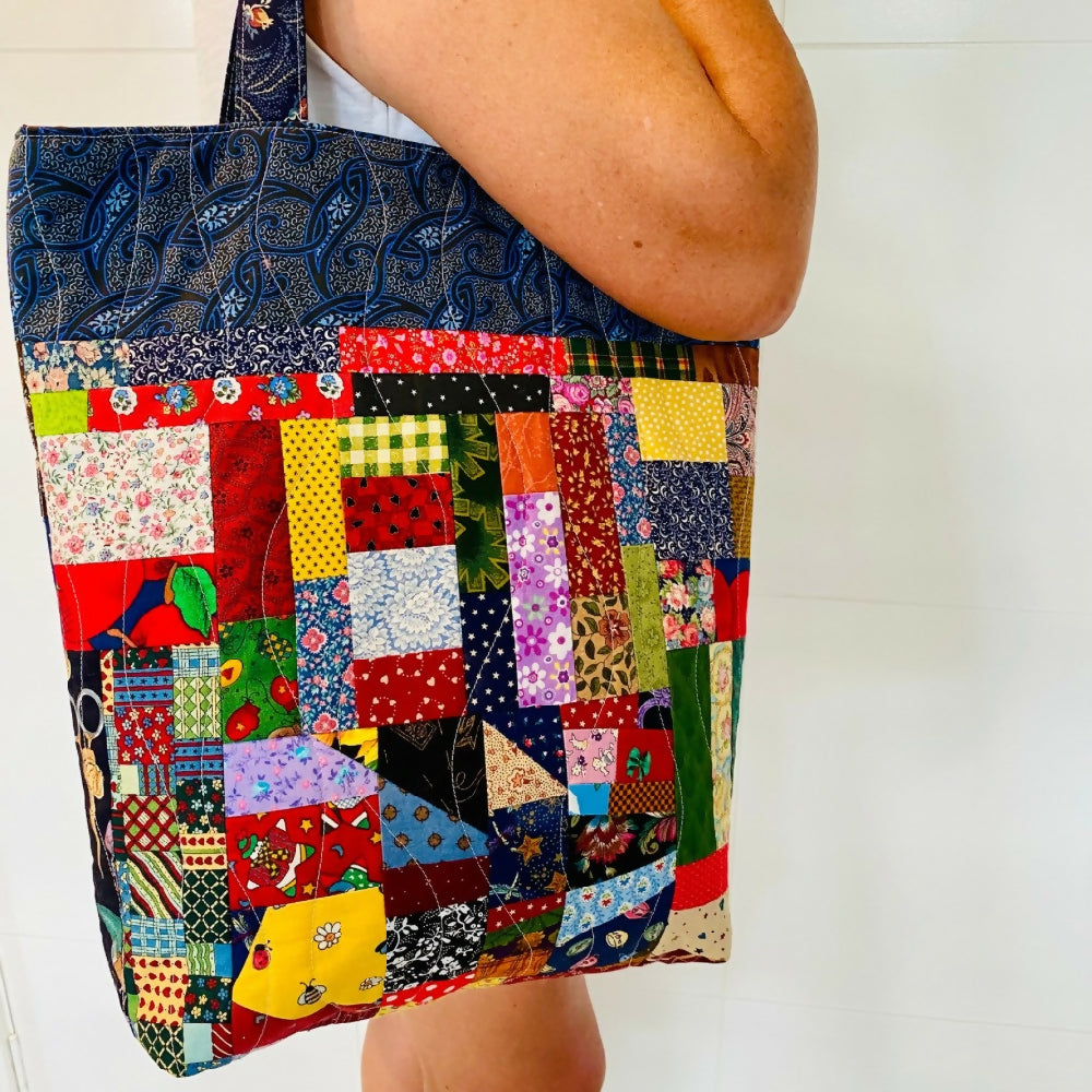 Large quilted patchwork tote bag1