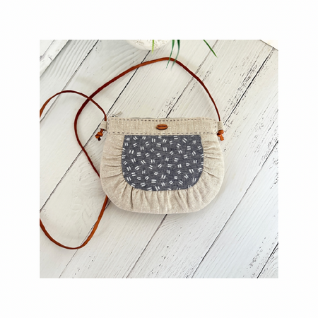 Sweet Linen Crossbody Bag - Blue Grey Dashes