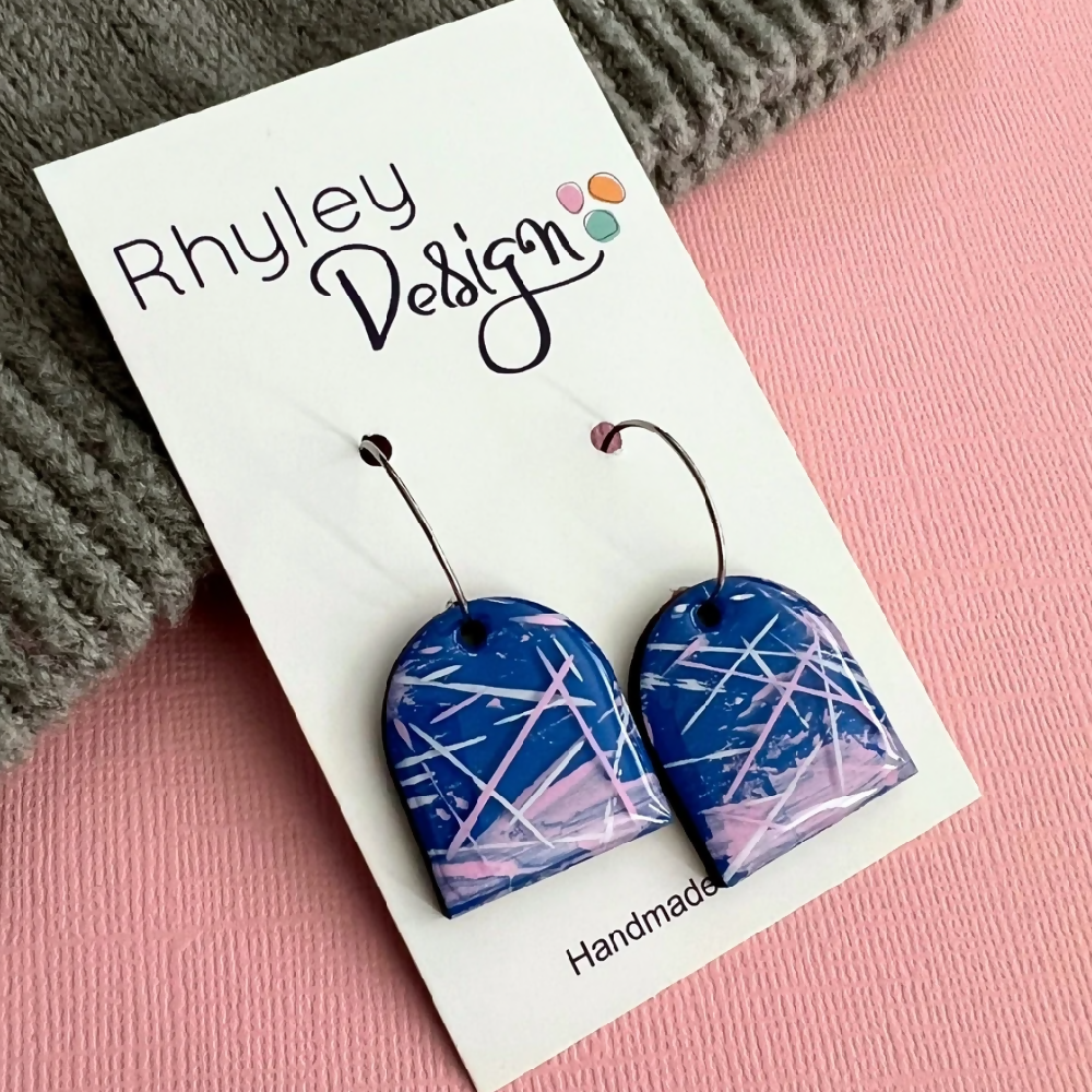 Abstract Arches Painted Wood Earrings
