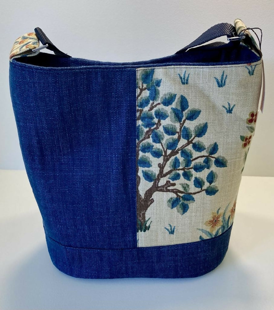 William Morris Orchard Blue Bucket Bag - Front