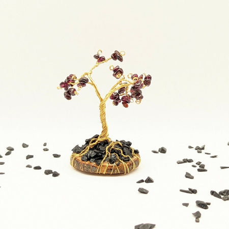 Gemstone tree ~ emotional strength ~ garnet & black tourmaline gemstones