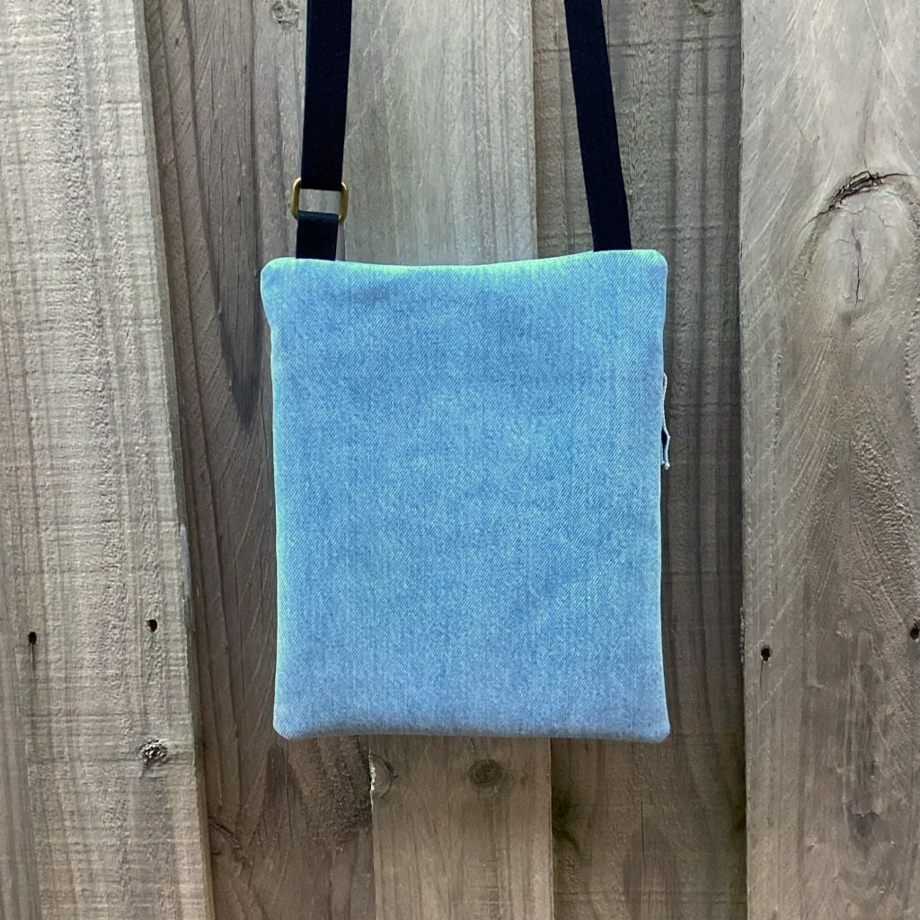 Cross Body Denim Bag - Pocket Red Heart