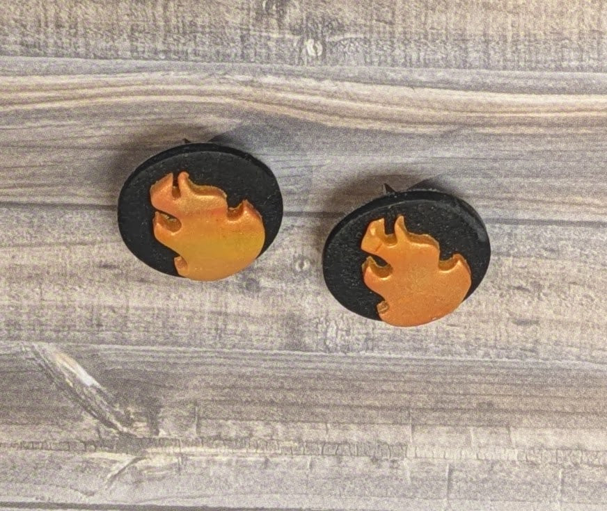 Flaming Heart Studs