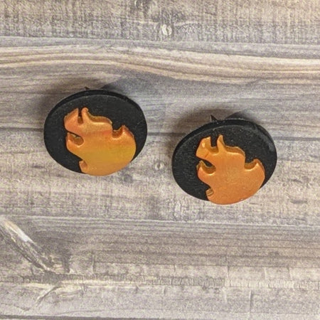 Flaming Heart Studs