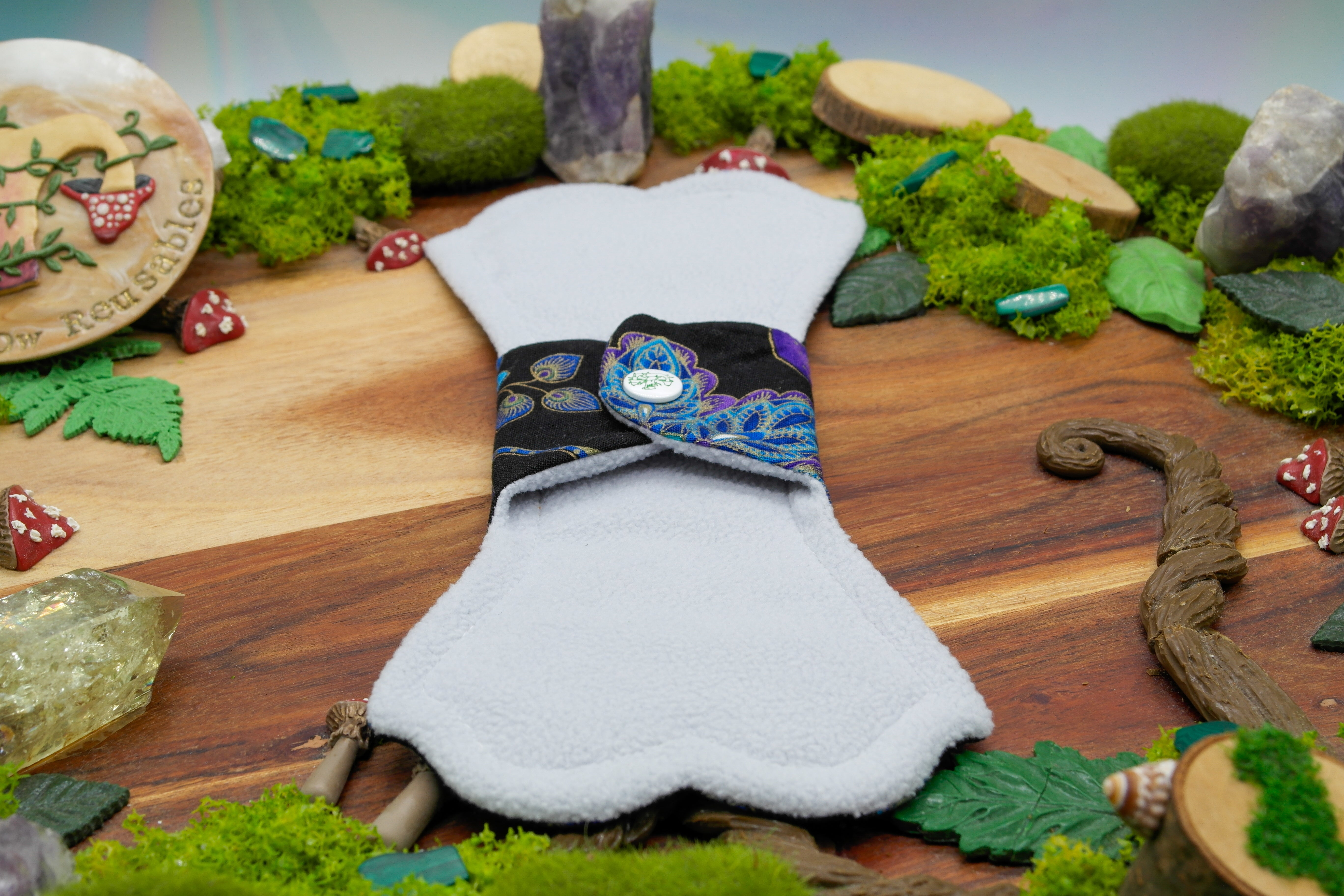 Handmade Reusable cloth pad 10" Moderate (LOA) - peacock