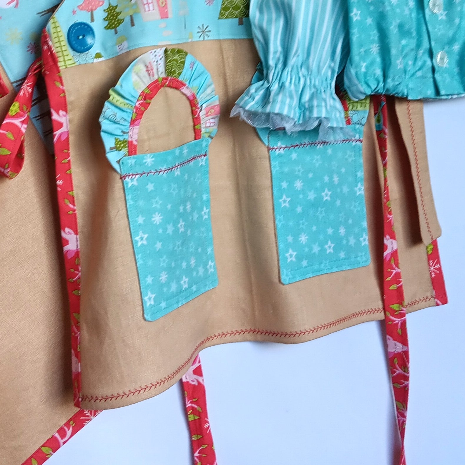 Girls Christmas 2 Piece Pinafore/Dirndl with Crop Top Outfit - Size 6-8