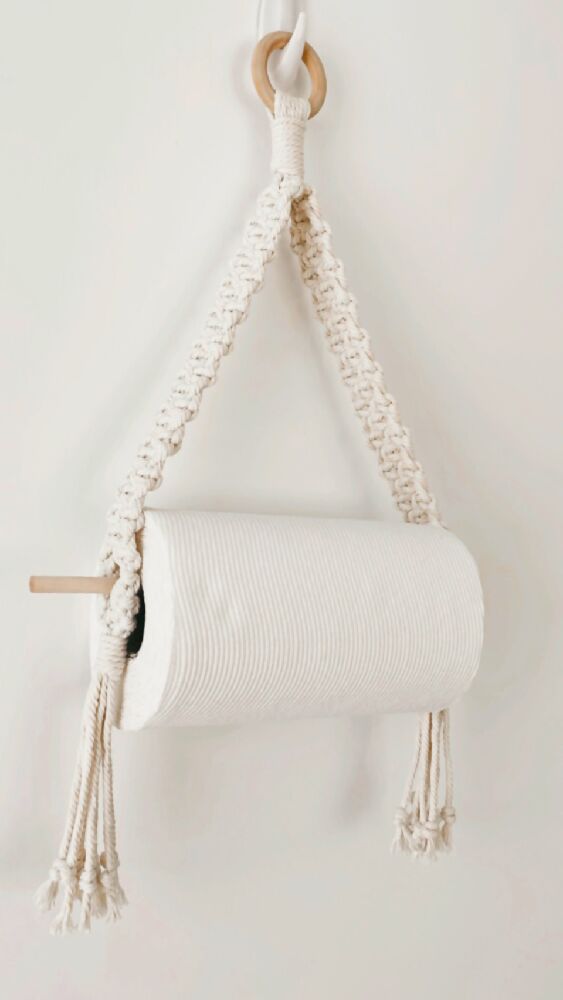 Macrame Paper Towel Hanger