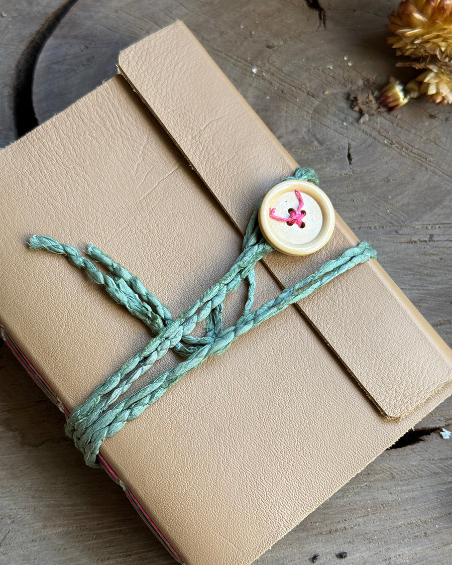 Pale Tan Straight-stitched Leather A6 Journal