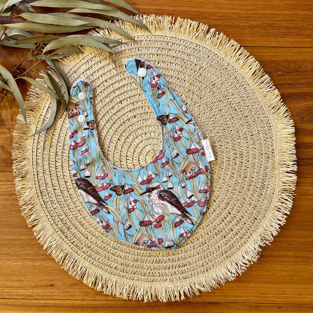 Baby Bib and Burp Cloth Set | Kookaburras and Possums | Ready to Ship