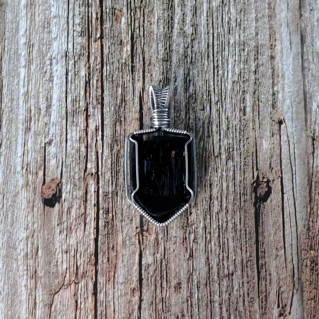 Sterling Silver Black Tourmaline Pendant ~ Talisman of Protection and Purification