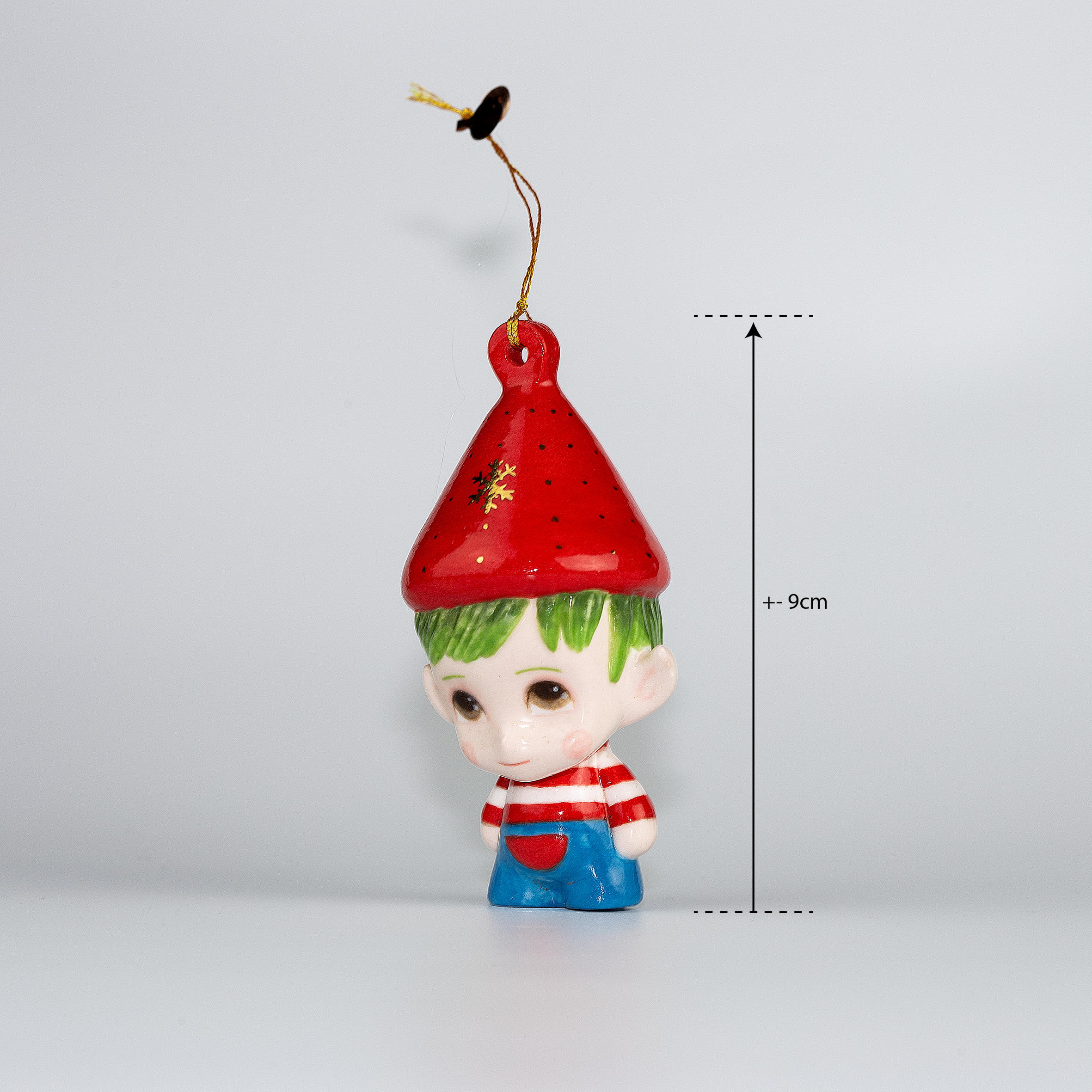 Handmade Porcelain Christmas ornament. One-of-a-kind. Ethan Elf.