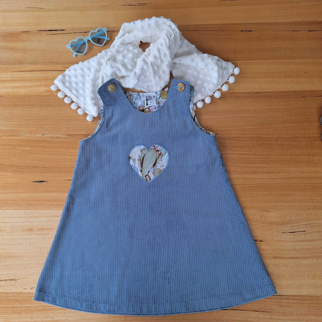 Handmade Denim Blue Corduroy Pinafore | Size 4
