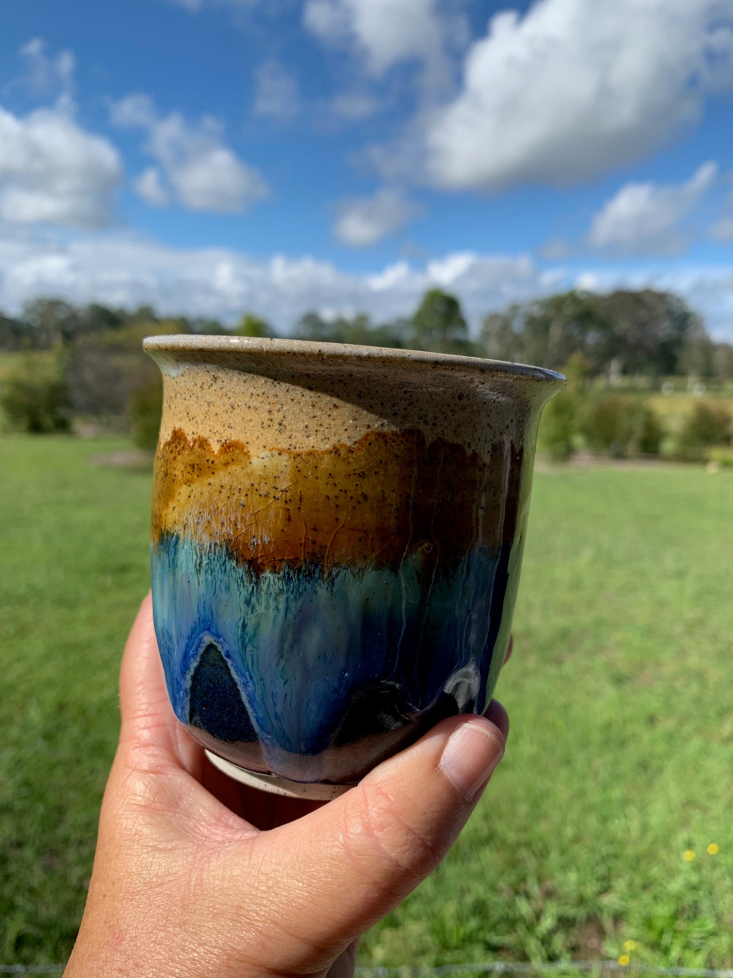 Handmade Ceramic Travel Mug - Beachside Cliffs