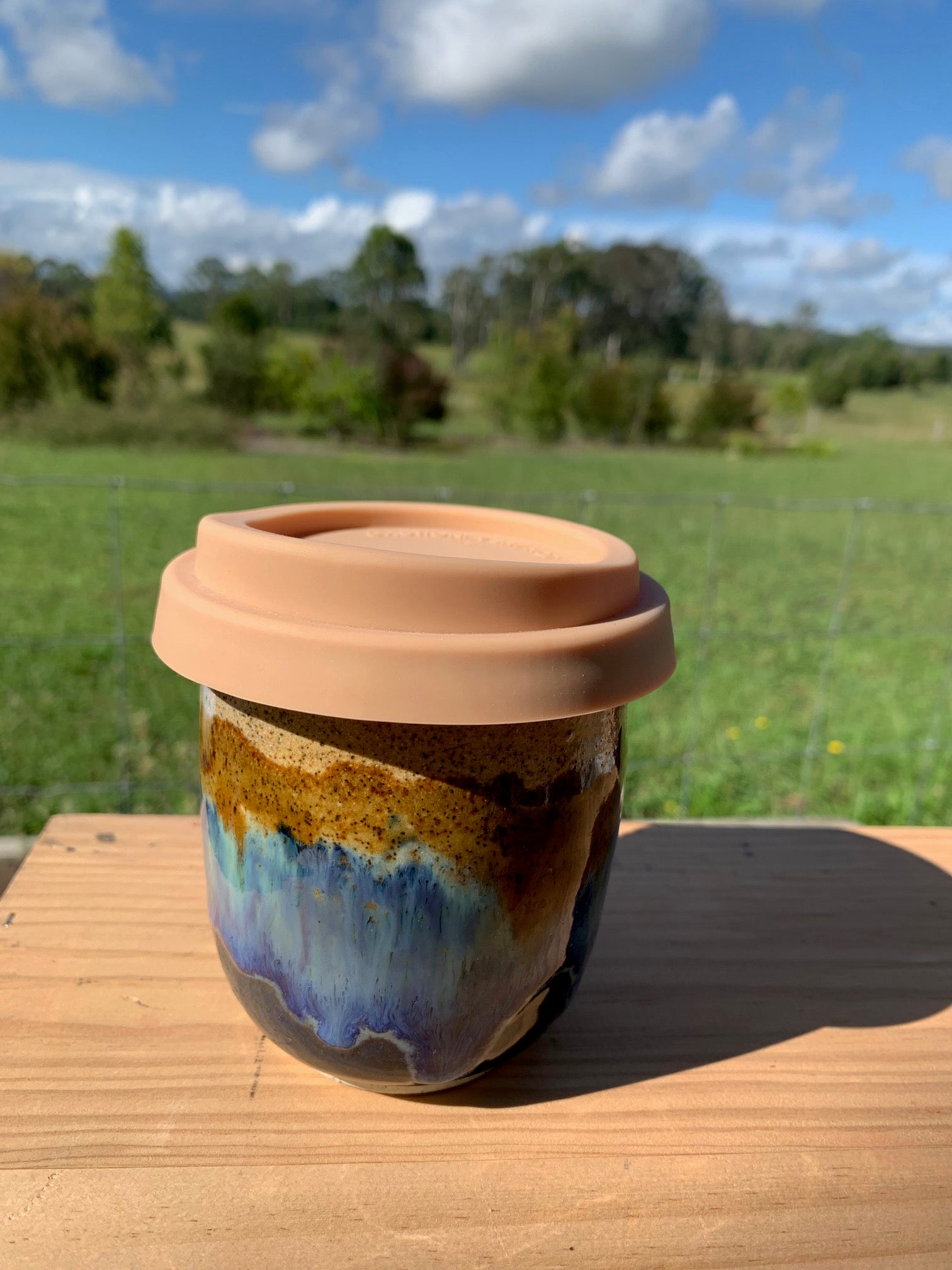 Handmade Ceramic Travel Mug - Beachside Cliffs