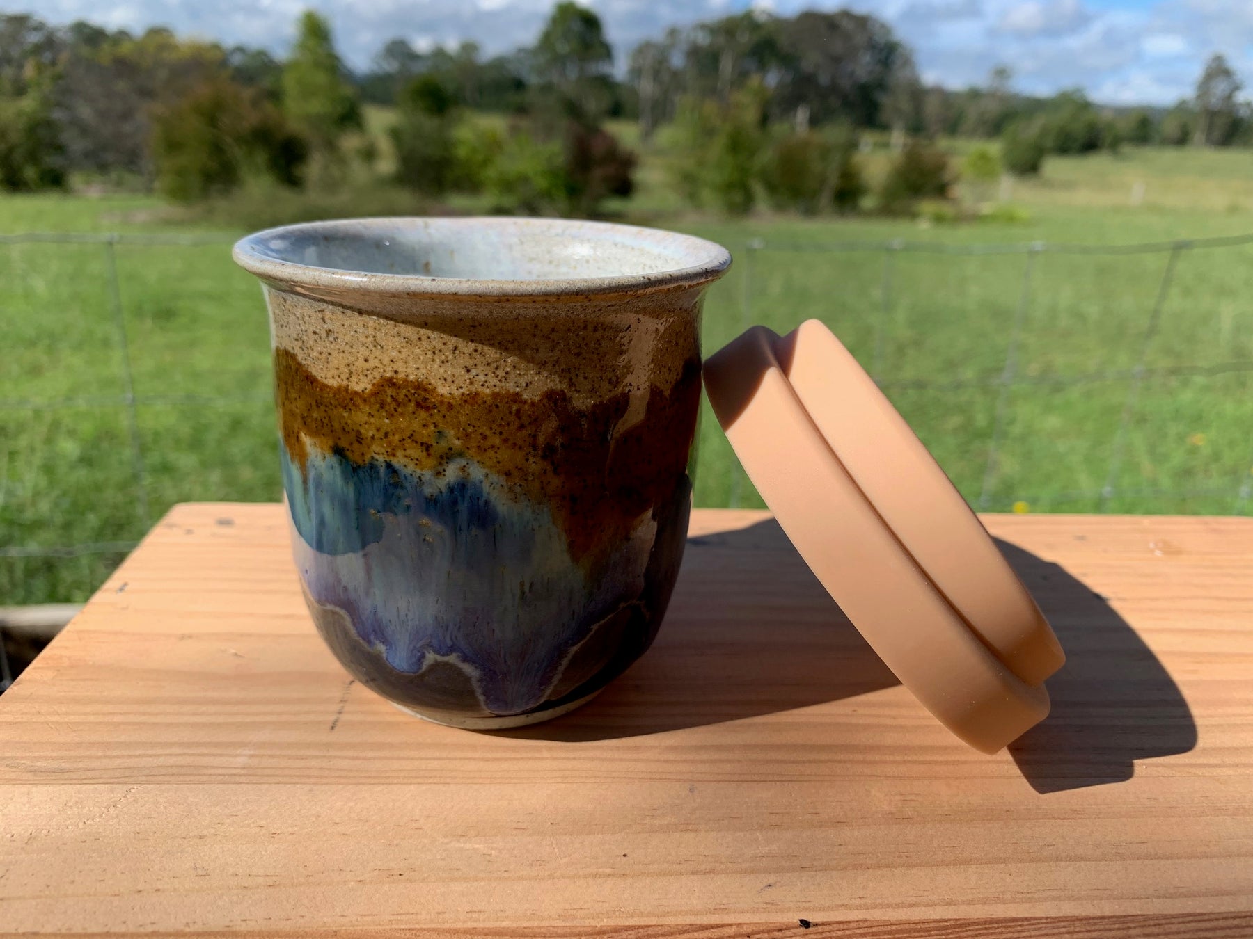 Handmade Ceramic Travel Mug - Beachside Cliffs