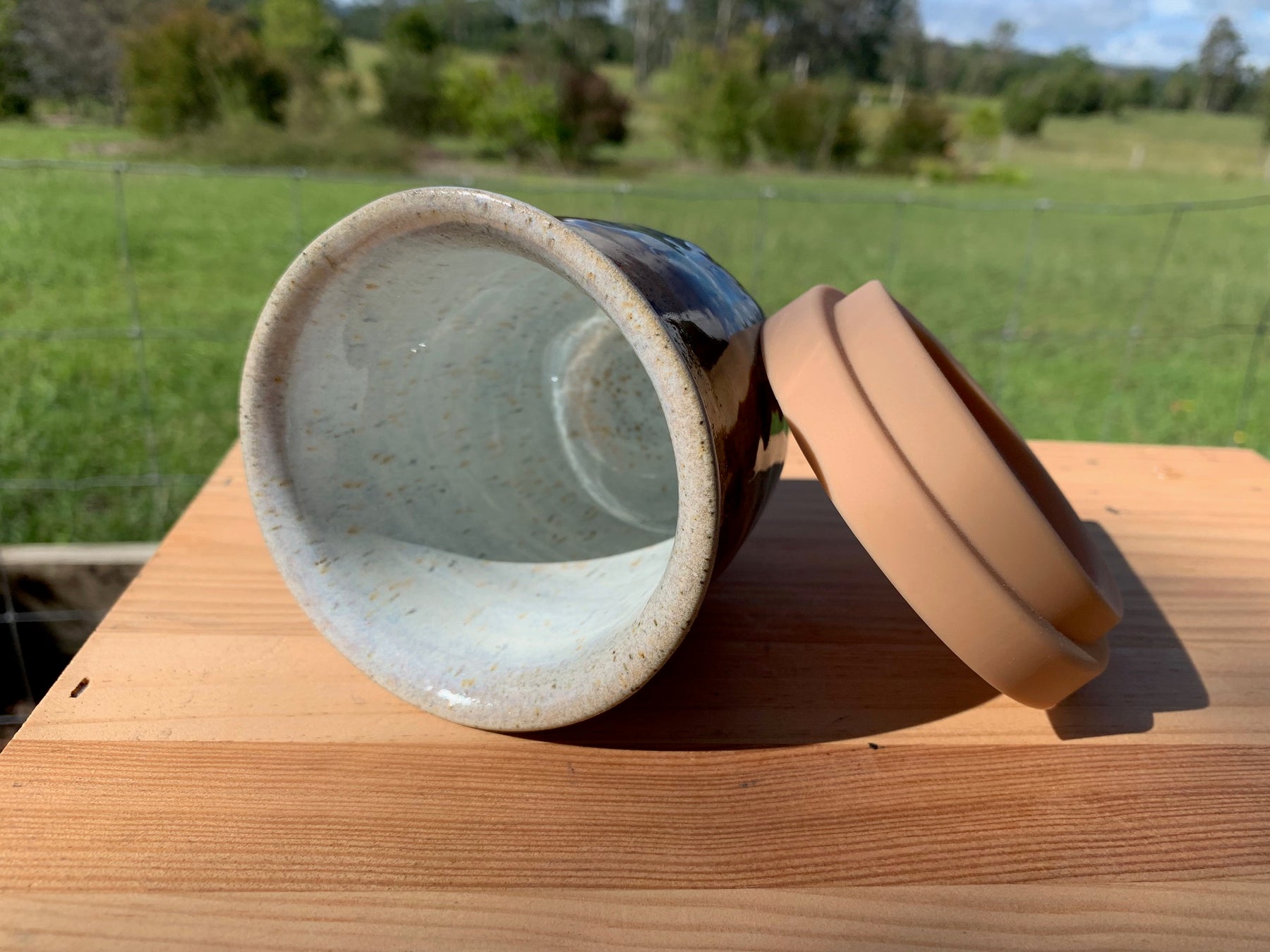 Handmade Ceramic Travel Mug - Beachside Cliffs