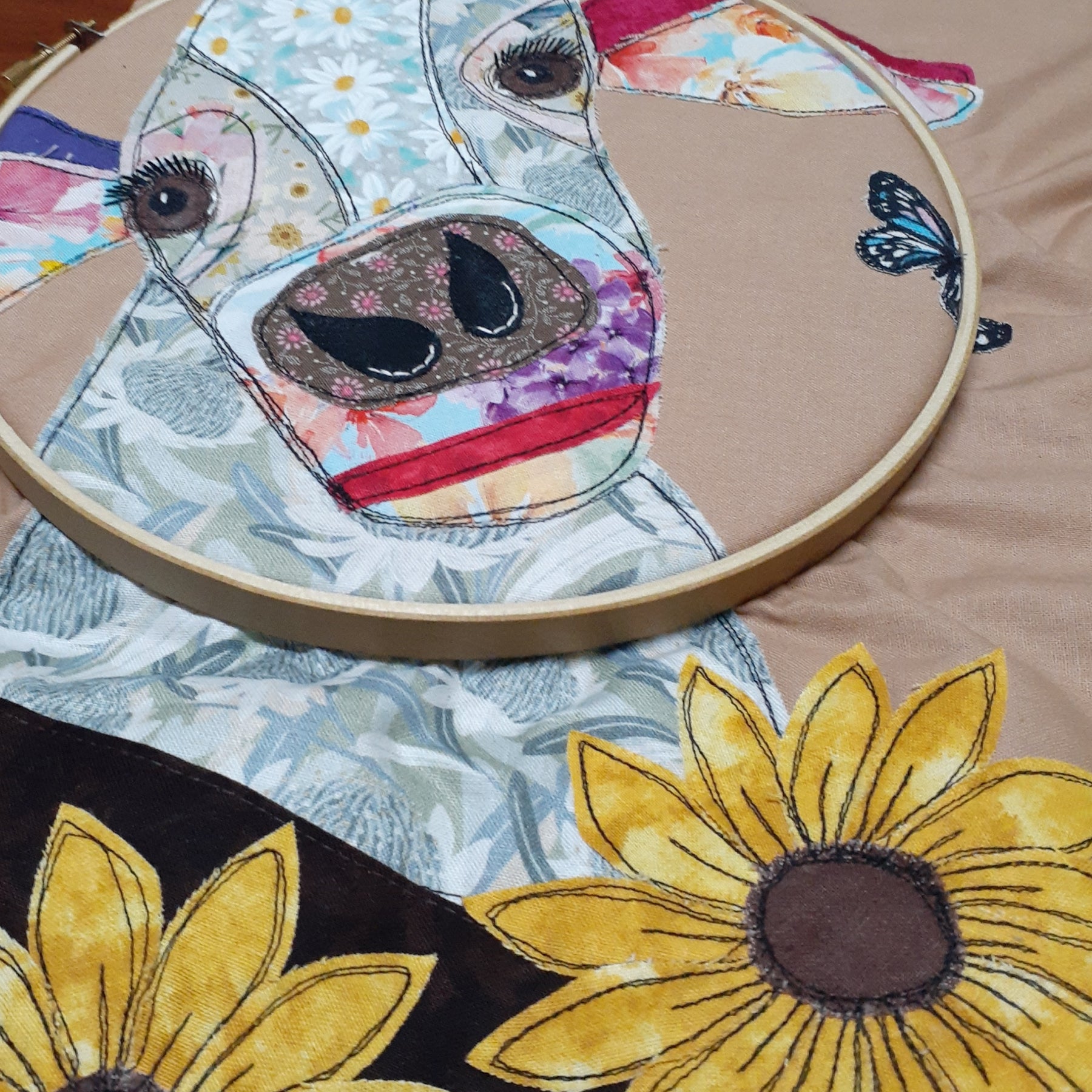 Daisy the scrappy cow cushion cover