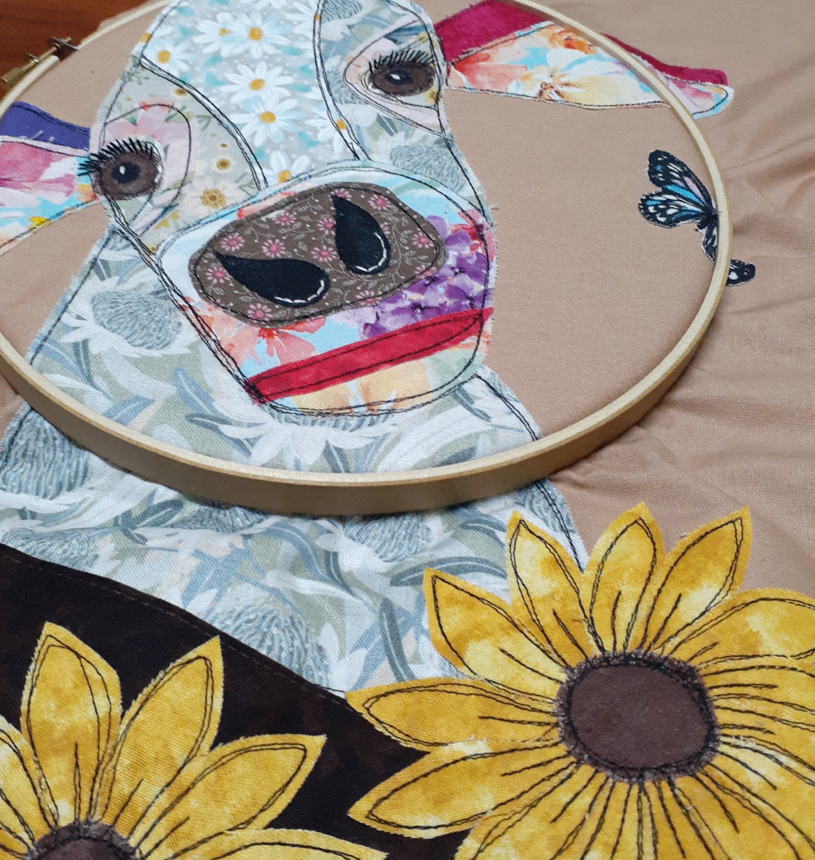 Daisy the scrappy cow cushion cover