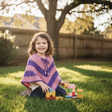 Joy | Handmade |Crochet Girls Poncho 3-5 years