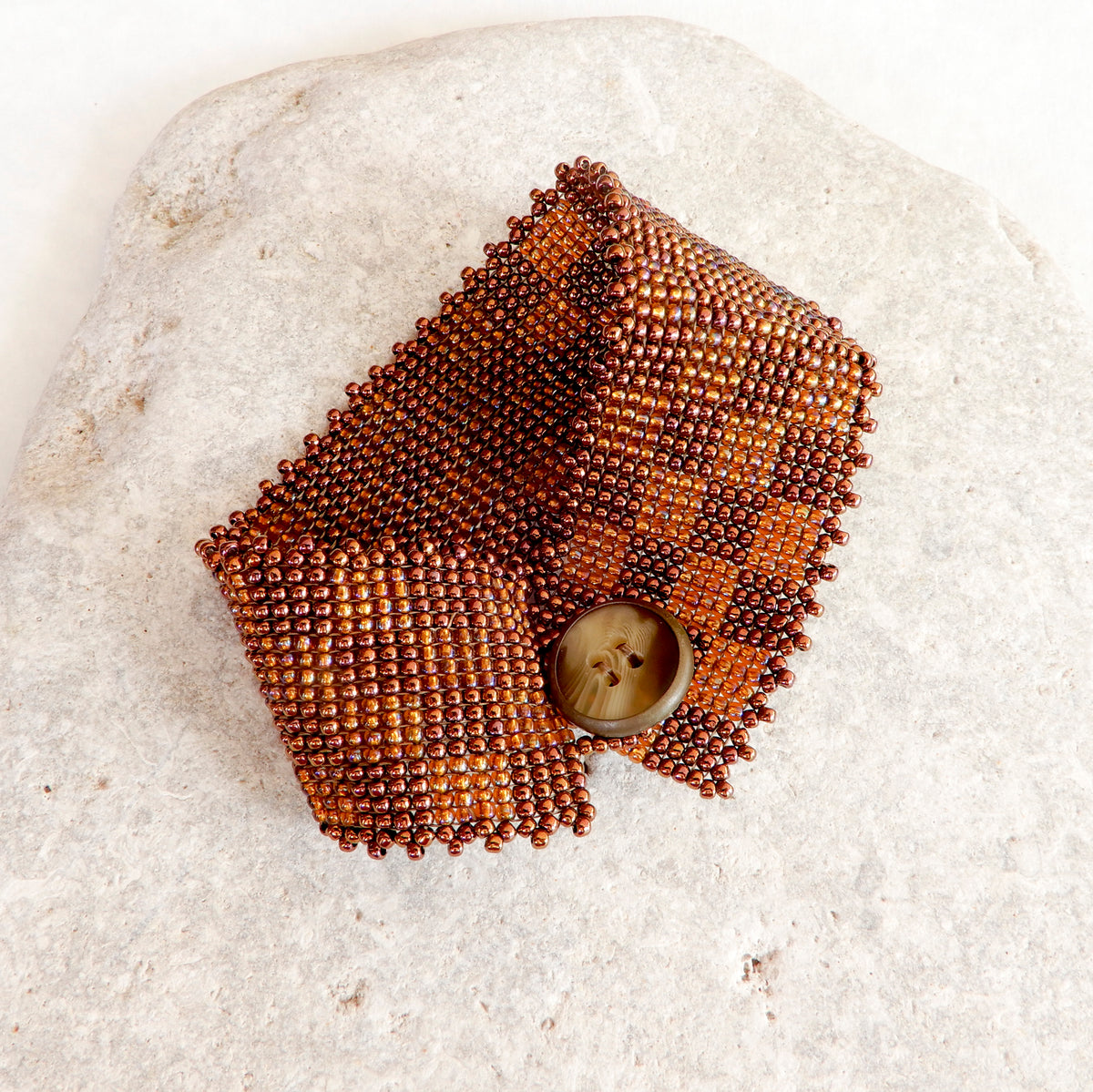 Hand beaded Bracelet in Bronze