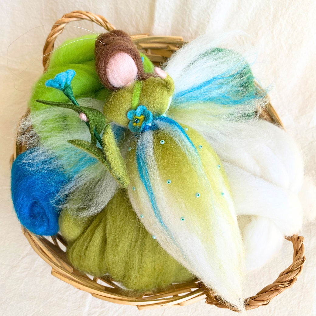 Myra Guardian of Gentle Memories | Handcrafted Needle Felted Wool Fairy | Flower Guardian Collection