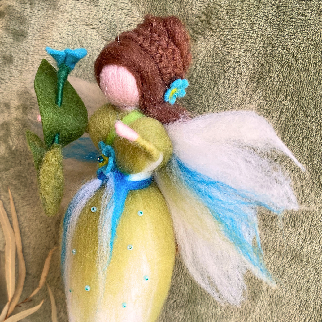 Myra Guardian of Gentle Memories | Handcrafted Needle Felted Wool Fairy | Flower Guardian Collection