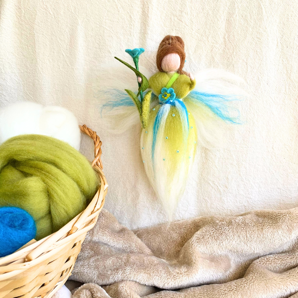 Myra Guardian of Gentle Memories | Handcrafted Needle Felted Wool Fairy | Flower Guardian Collection