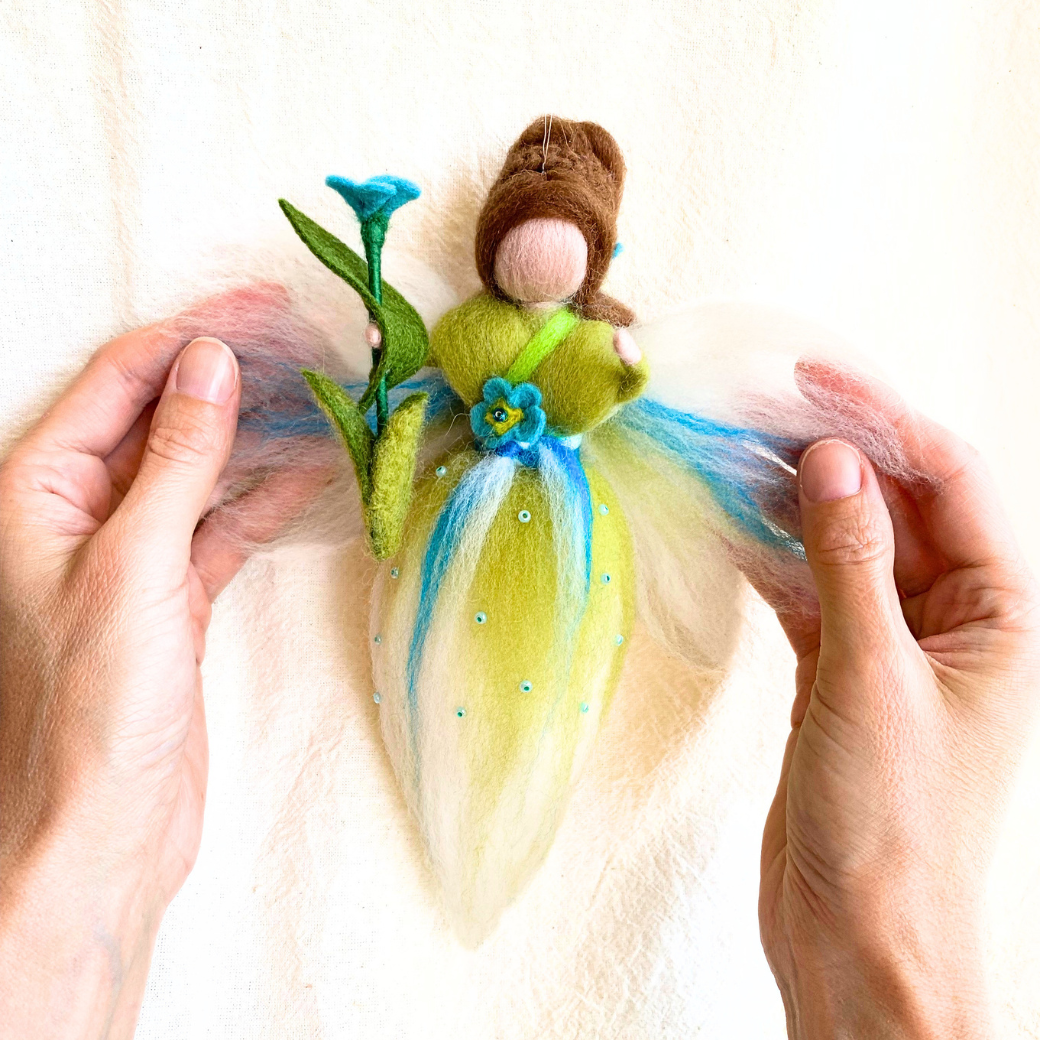 Myra Guardian of Gentle Memories | Handcrafted Needle Felted Wool Fairy | Flower Guardian Collection