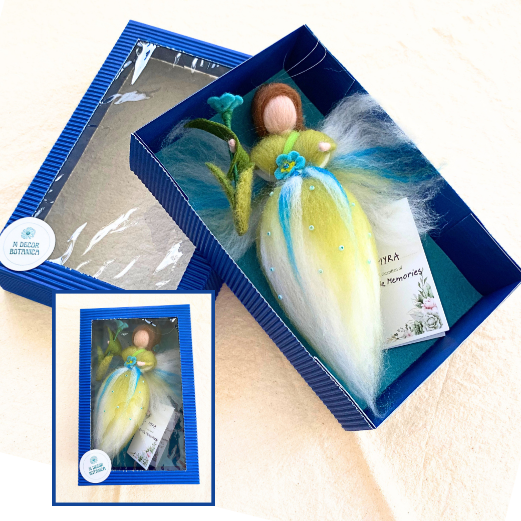 Myra Guardian of Gentle Memories | Handcrafted Needle Felted Wool Fairy | Flower Guardian Collection