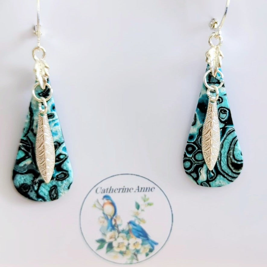 Aqua and Black Earrings