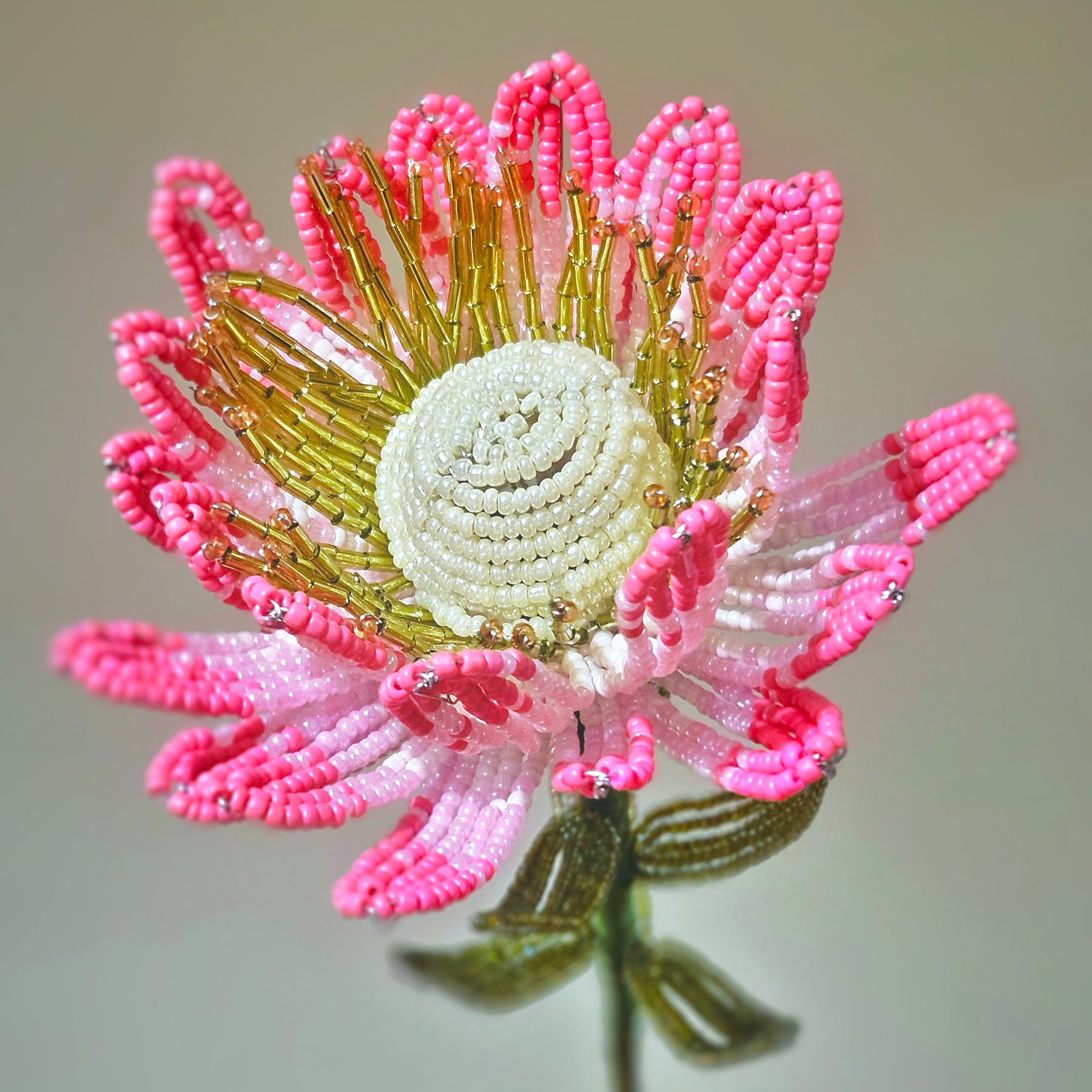 Handmade Beaded Protea Flower Stem