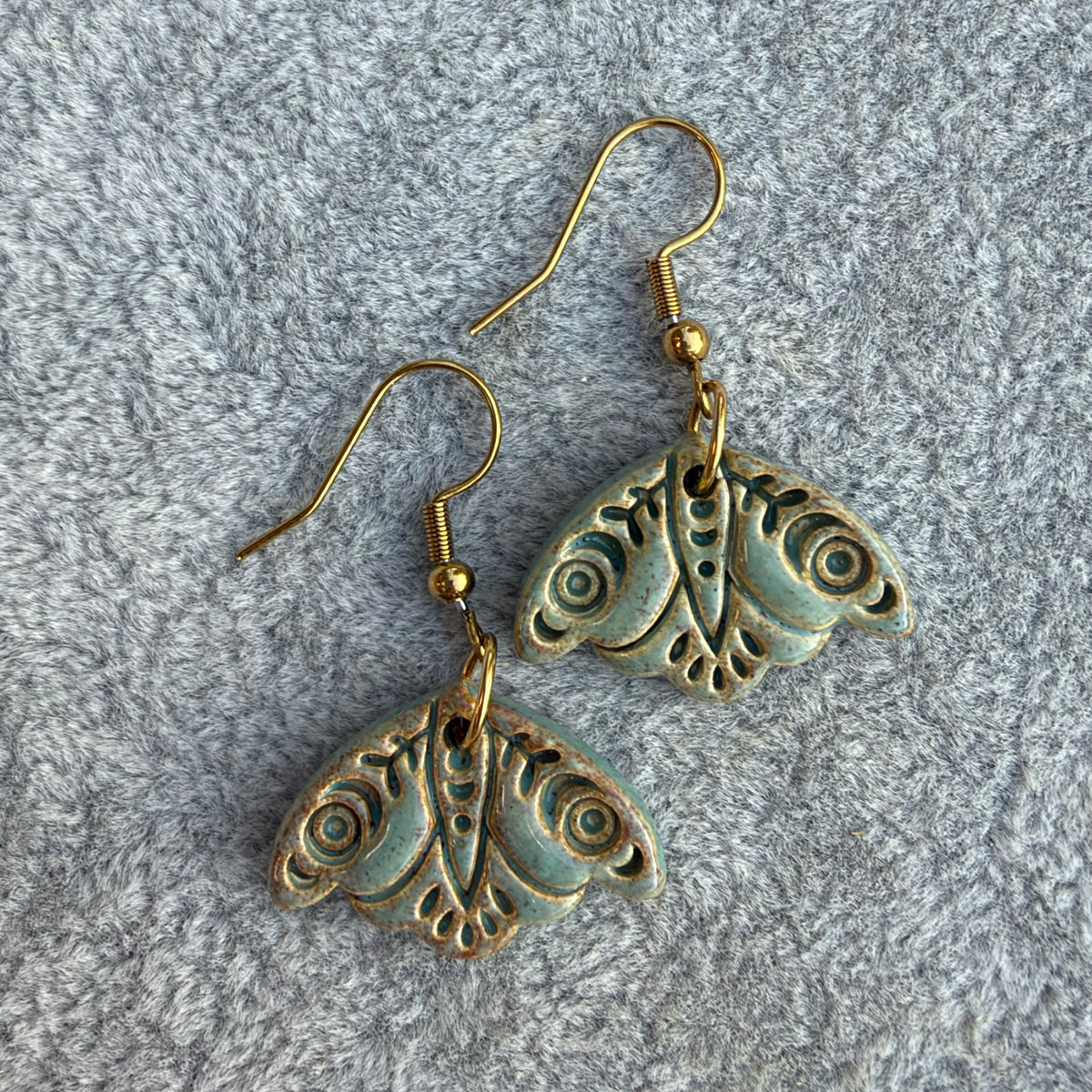 Earrings Bohemian Ceramic Moth Dangles